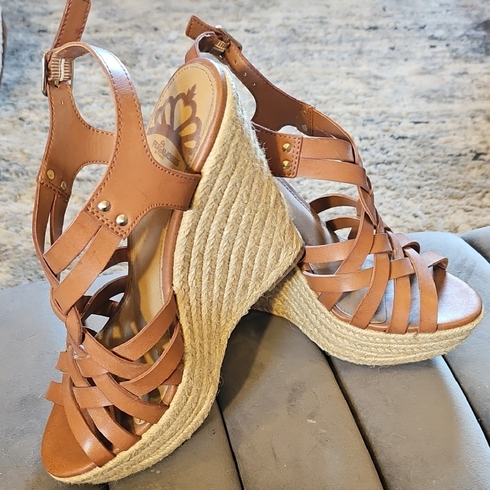 Chic Brown Wedge Sandals with Intricate Cut-Out Design